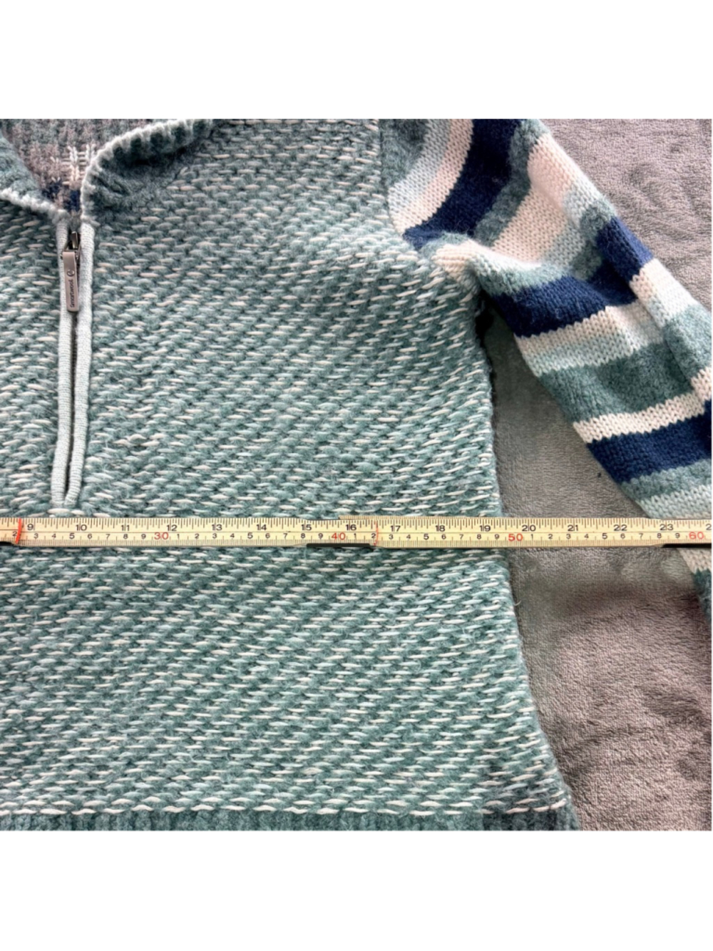 Smartwool Sweater Women’s M CHUP Wool Blend Half Zip Aztec Boho Knit Blue Green - Picture 12 of 15